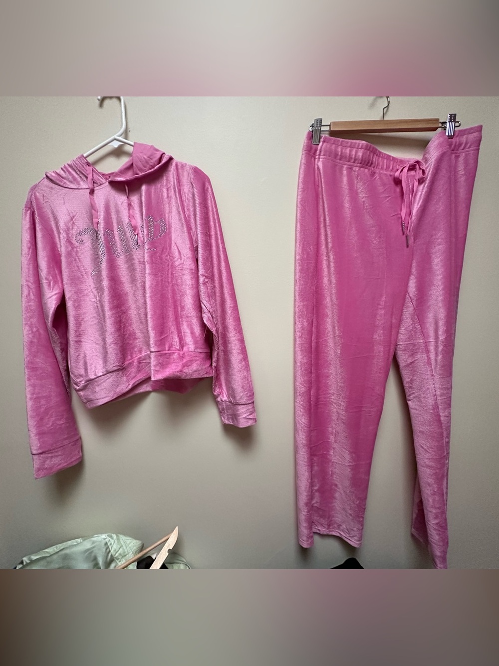 Juicy Couture Pink Velour Hoodie & Pants Set